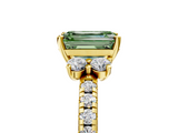 Yellow gold Fancy Green Emerald  Diamond Three-Stone Pave Band with Four-Prong Setting_26