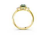 Yellow gold Fancy Green Emerald  Diamond Three-Stone Ring with Trapezoid Side Stones and Prong Setting_20