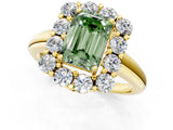 Yellow gold Fancy Green Emerald  Halo Cluster Diamond Engagement Ring with Prong Setting and Polished Band_40