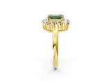 Yellow gold Fancy Green Emerald  Halo Cluster Diamond Engagement Ring with Prong Setting and Polished Band_41