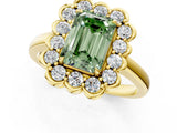 Yellow gold Fancy Green Emerald  Halo Cluster Diamond Engagement Ring with Solitaire Band and Prong Setting_50