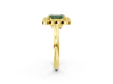 Yellow gold Fancy Green Emerald  Halo Diamond Cluster Engagement Ring with Milgrain Bezel Setting and Solitaire Band_29