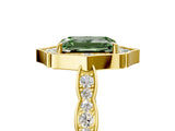 Yellow gold Fancy Green Emerald  Halo Diamond Engagement Ring with Milgrain Band and Four-Prong Setting_42