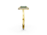 Yellow gold Fancy Green Emerald  Halo Diamond Engagement Ring with Solitaire Band and Four-Prong Setting_22