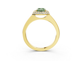 Yellow gold Fancy Green Emerald  Halo Diamond Engagement Ring with Solitaire Band and Four-Prong Setting_23