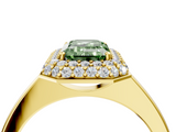 Yellow gold Fancy Green Emerald  Halo Diamond Engagement Ring with Solitaire Band and Four-Prong Setting_24