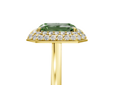 Yellow gold Fancy Green Emerald  Halo Diamond Engagement Ring with Solitaire Band and Four-Prong Setting_25