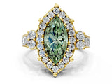Yellow gold Fancy Green Emerald  Halo Diamond Engagement Ring with Split Shank and Four-Prong Setting_42