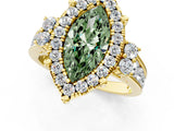 Yellow gold Fancy Green Emerald  Halo Diamond Engagement Ring with Split Shank and Four-Prong Setting_43