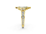 Yellow gold Fancy Green Emerald  Halo Diamond Engagement Ring with Split Shank and Four-Prong Setting_44
