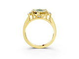 Yellow gold Fancy Green Emerald  Halo Diamond Engagement Ring with Split Shank and Four-Prong Setting_45