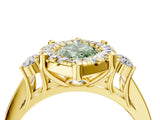 Yellow gold Fancy Green Emerald  Halo Diamond Engagement Ring with Split Shank and Four-Prong Setting_46