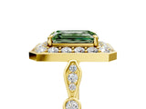 Yellow gold Fancy Green Emerald  Halo Diamond Engagement Ring with Twisted Band and Four-Prong Setting 5