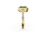 Yellow gold Fancy Green Emerald  Halo Diamond Pavé Band Ring with Prong Setting_22