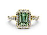 Yellow gold Fancy Green Emerald  Halo Diamond Pavé Solitaire Ring_69