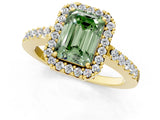 Yellow gold Fancy Green Emerald  Halo Diamond Pavé Solitaire Ring_70