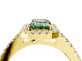 Yellow gold Fancy Green Emerald  Halo Diamond Pavé Solitaire Ring_73