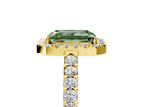 Yellow gold Fancy Green Emerald  Halo Diamond Pavé Solitaire Ring_74