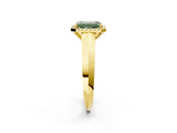 Yellow gold Fancy Green Emerald  Halo Diamond Ring with Cathedral Band and Four-Prong Setting_51