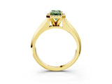Yellow gold Fancy Green Emerald  Halo Diamond Ring with Cathedral Band and Four-Prong Setting_52