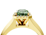 Yellow gold Fancy Green Emerald  Halo Diamond Ring with Cathedral Band and Four-Prong Setting_53