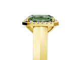 Yellow gold Fancy Green Emerald  Halo Diamond Ring with Cathedral Band and Four-Prong Setting_54