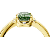 Yellow gold Fancy Green Emerald  Halo Diamond Ring with Round Cluster Setting, Solitaire Band, and Four-Prong Setting_78