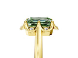 Yellow gold Fancy Green Emerald  Halo Diamond Ring with Round Cluster Setting, Solitaire Band, and Four-Prong Setting_79