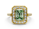 Yellow gold Fancy Green Emerald  Halo Diamond Ring with Split Shank and Four-Prong Setting_42