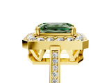 Yellow gold Fancy Green Emerald  Halo Diamond Ring with Split Shank and Four-Prong Setting_47