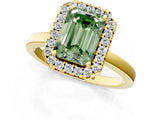 Yellow gold Fancy Green Emerald  Halo Diamond Solitaire with Pavé Band and Four-Prong Setting_80