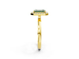 Yellow gold Fancy Green Emerald  Halo Diamond Solitaire with Pavé Band and Four-Prong Setting_81