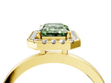 Yellow gold Fancy Green Emerald  Halo Diamond Solitaire with Pavé Band and Four-Prong Setting_83