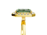 Yellow gold Fancy Green Emerald  Halo Diamond Solitaire with Pavé Band and Four-Prong Setting_84