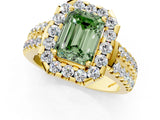Yellow gold Fancy Green Emerald  Halo Diamond Split Shank Engagement Ring with Prong Setting_40
