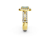 Yellow gold Fancy Green Emerald  Halo Diamond Split Shank Engagement Ring with Prong Setting_41