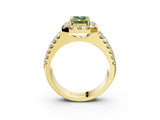 Yellow gold Fancy Green Emerald  Halo Diamond Split Shank Engagement Ring with Prong Setting_42
