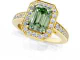 Yellow gold Fancy Green Emerald  Halo Pavé Diamond Engagement Ring with Bezel Setting_38