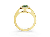 Yellow gold Fancy Green Emerald  Halo Pavé Diamond Engagement Ring with Bezel Setting_40