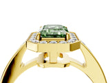Yellow gold Fancy Green Emerald  Halo Pavé Diamond Engagement Ring with Bezel Setting_41