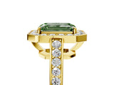 Yellow gold Fancy Green Emerald  Halo Pavé Diamond Engagement Ring with Bezel Setting_42