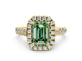 Yellow gold Fancy Green Emerald  Halo Pavé Diamond Engagement Ring with Four-Prong Setting_27