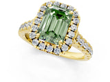 Yellow gold Fancy Green Emerald  Halo Pavé Diamond Engagement Ring with Four-Prong Setting_28