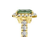 Yellow gold Fancy Green Emerald  Halo Pavé Diamond Engagement Ring with Four-Prong Setting_32