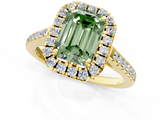 Yellow gold Fancy Green Emerald  Halo Pavé Diamond Engagement Ring with Four-Prong Setting_4