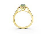 Yellow gold Fancy Green Emerald  Halo Pavé Diamond Engagement Ring with Four-Prong Setting_6