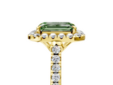 Yellow gold Fancy Green Emerald  Halo Pavé Diamond Engagement Ring with Four-Prong Setting_8