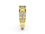 Yellow gold Fancy Green Emerald  Halo Pave Diamond Engagement Ring with Milgrain Detailing_50