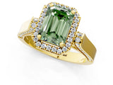 Yellow gold Fancy Green Emerald  Halo Pave Split Shank Prong Setting Ring_106