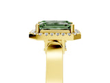 Yellow gold Fancy Green Emerald  Halo Pave Split Shank Prong Setting Ring_110